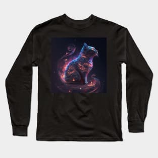 Galaxies, Nebulae and Stars in Cat Shape Long Sleeve T-Shirt